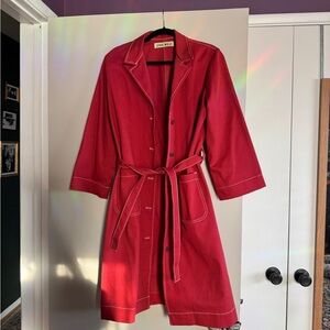 Lykke Wullf Denim Duster Coat Red